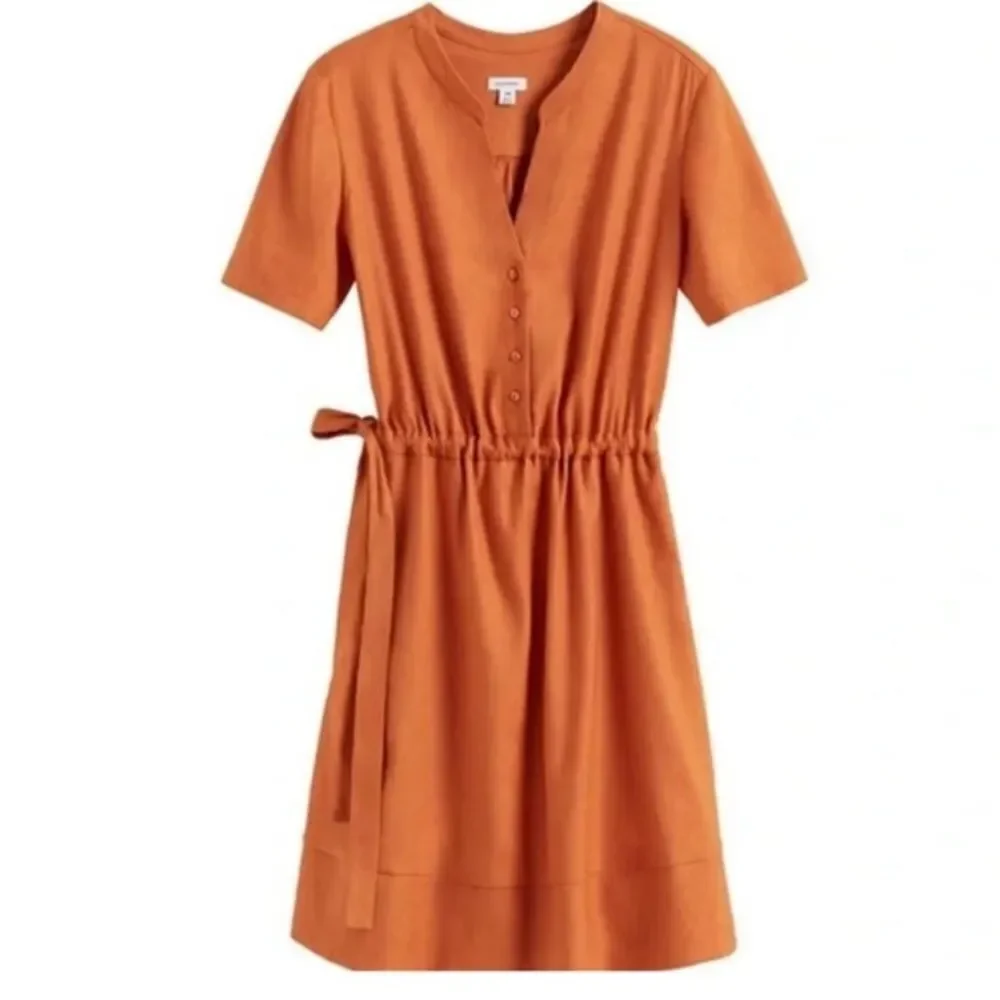 cuyana linen dress Cuyana Linen Gathered Back Dress - Navy